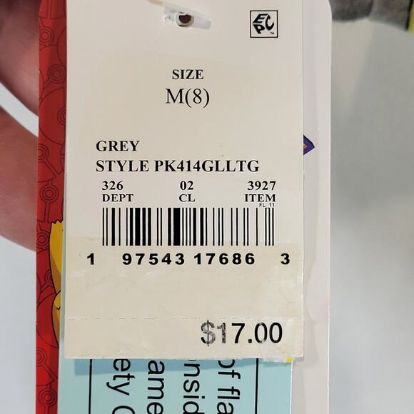 Pokémon Pikachu Three Piece Pajama Set w Socks, Youth Size M (8), Gray, NWT - Picture 9 of 10